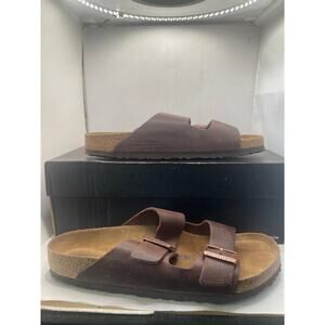BIRKENSTOCK Arizona Soft Footbed Suede Leather Mocha Two-Strap Sandals Size 42